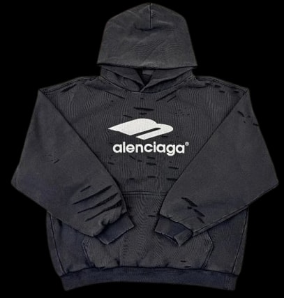 Balenciaga Distressed B Logo Hoodie