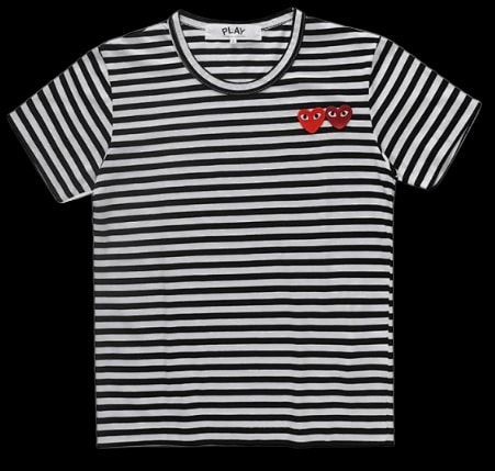 CDG Stripe Double Heart Shirt