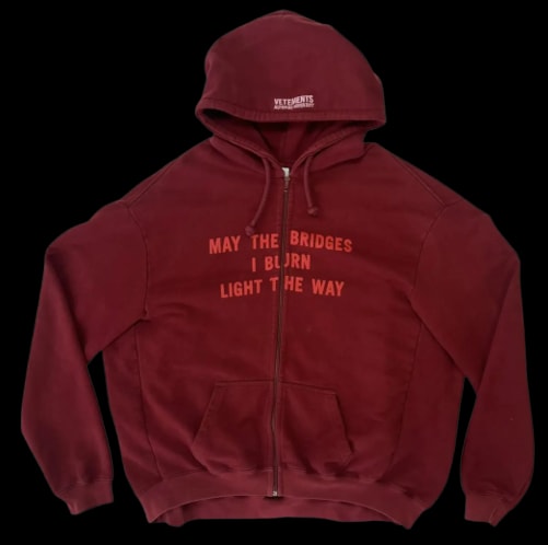 Vetements Bridges Zip Up Hoodie