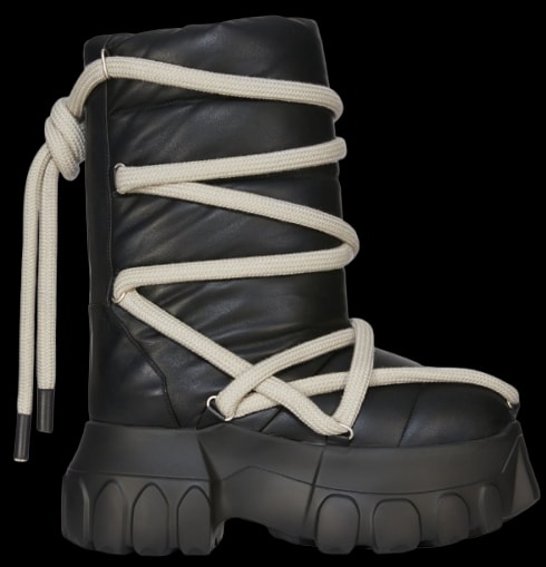 Rick Owens Leather / Black Fur Lunar Boots