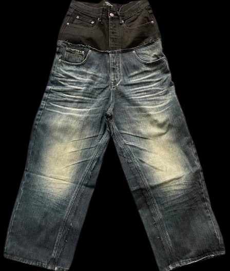 Balenciaga Cut Up / Double Waist Denim Black